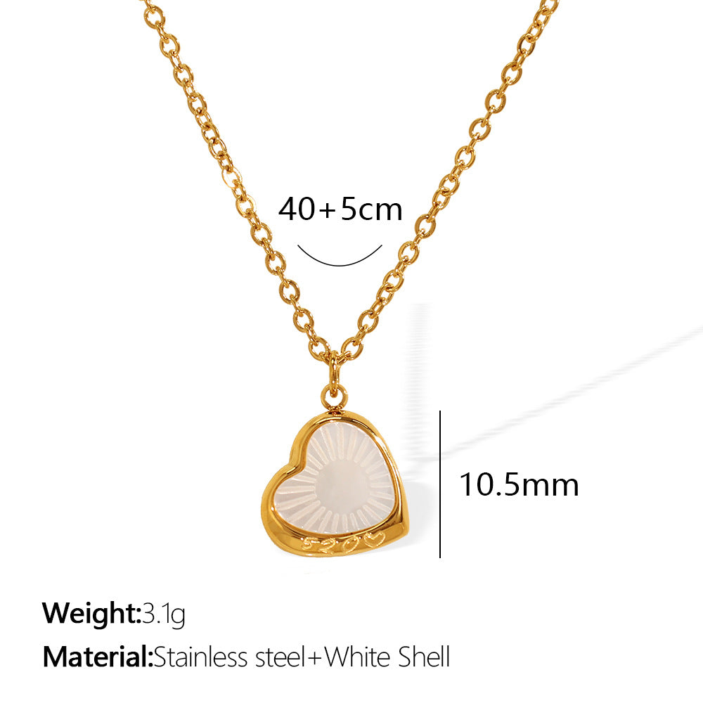 White Shell Heart Necklace – 18K Gold Plated Stainless Steel