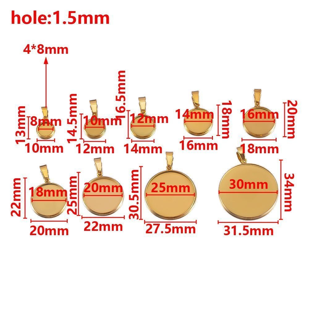 10pcs 8-30mm Round Stainless Steel Pendant Blank Base Setting Tray Fits 8-30mm Cabochons DIY Jewelry Making Accessories