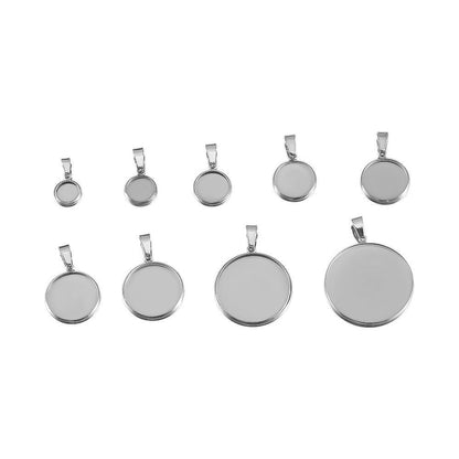 10pcs 8-30mm Round Stainless Steel Pendant Blank Base Setting Tray Fits 8-30mm Cabochons DIY Jewelry Making Accessories