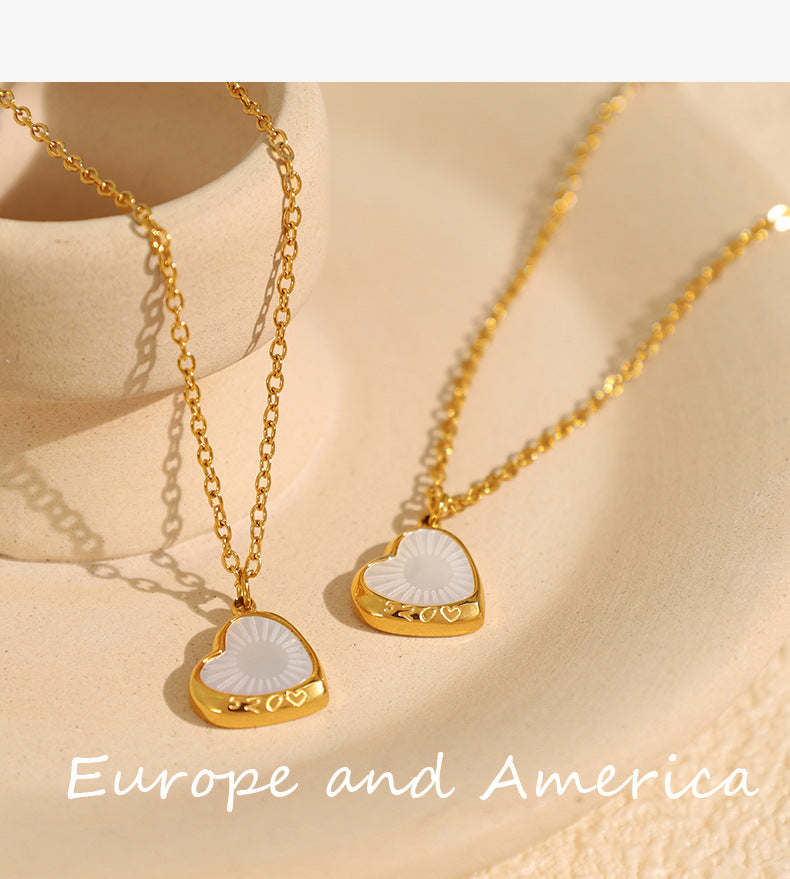White Shell Heart Necklace – 18K Gold Plated Stainless Steel