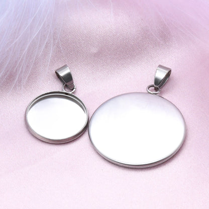 10pcs 8-30mm Round Stainless Steel Pendant Blank Base Setting Tray Fits 8-30mm Cabochons DIY Jewelry Making Accessories