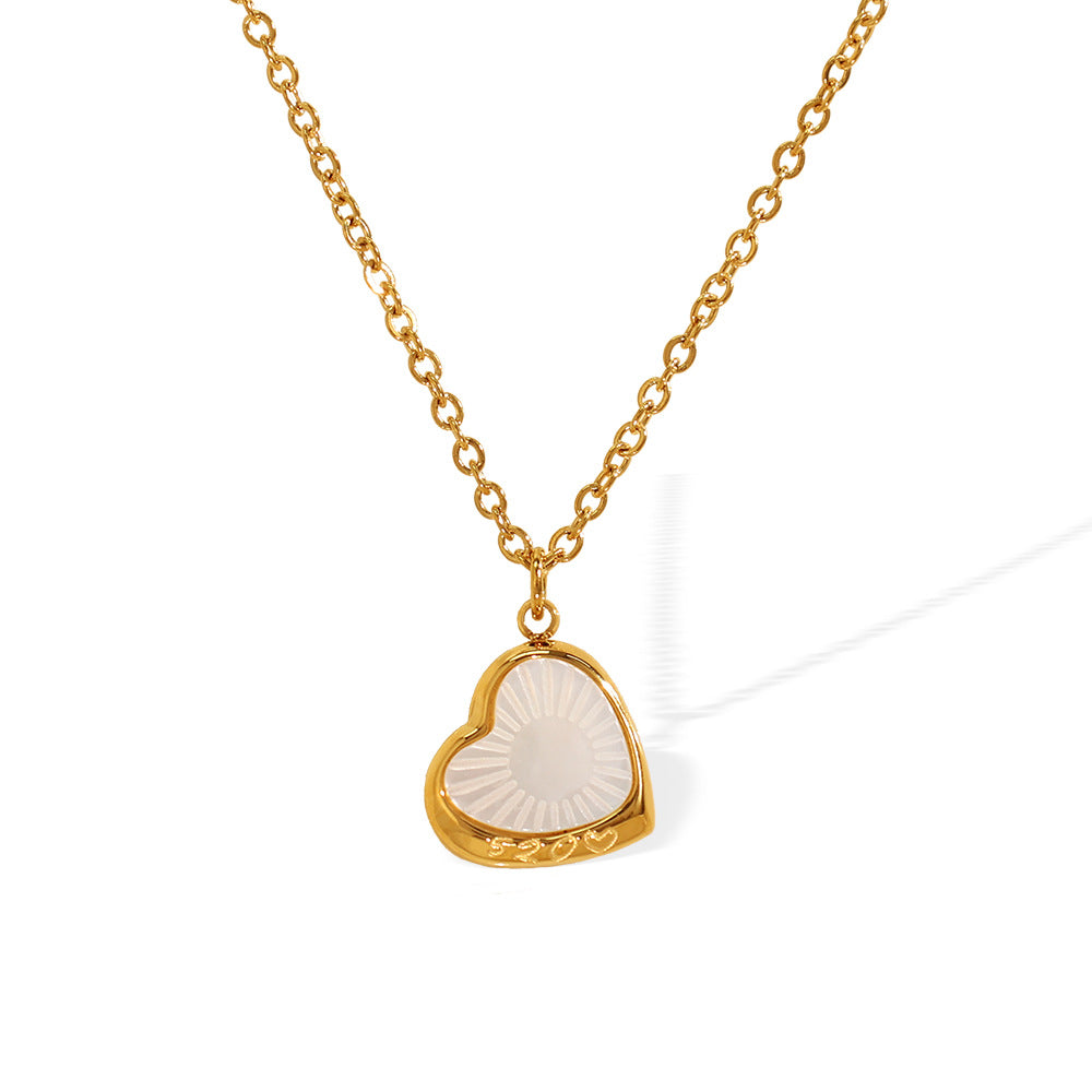 White Shell Heart Necklace – 18K Gold Plated Stainless Steel