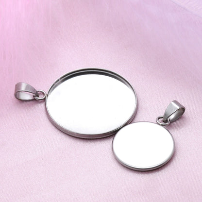 10pcs 8-30mm Round Stainless Steel Pendant Blank Base Setting Tray Fits 8-30mm Cabochons DIY Jewelry Making Accessories
